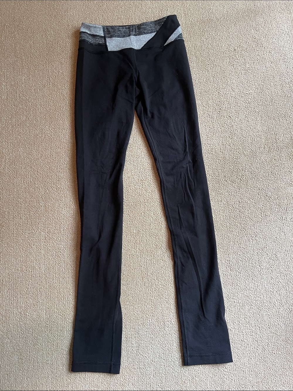 lululemon athletica Black Leggings with Gray Marl Waistband